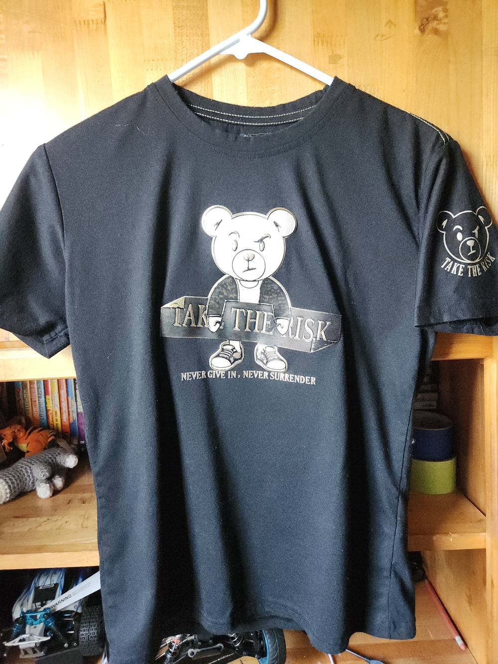 CR-24 Black Kids Tee with embossed Bear Graphic - "Take The Risk" - Picture 4 of 10